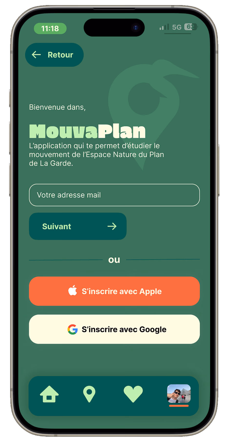 App sign-in screen