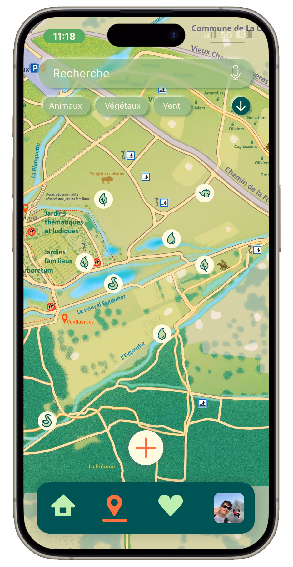 Interactive park map screen
