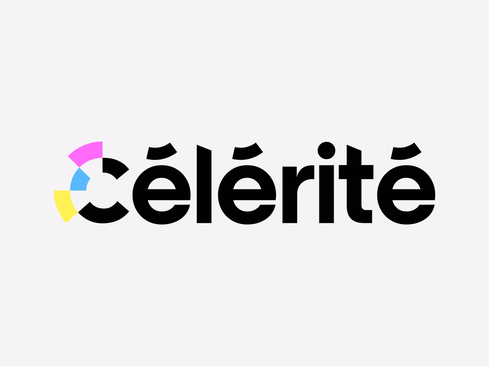 The complete Célérité logo, symbol and name, in colour on a light background