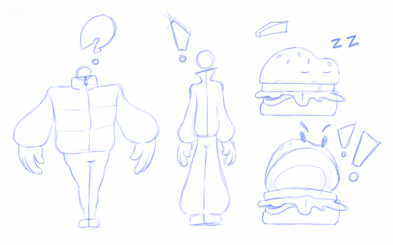 Crunch Burger, preparatory character sketch