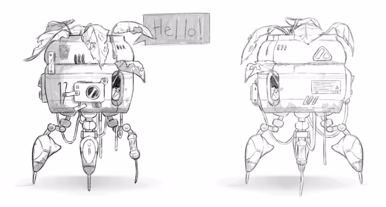 Robot from the Don Quixote 2080 workshop, 3D render